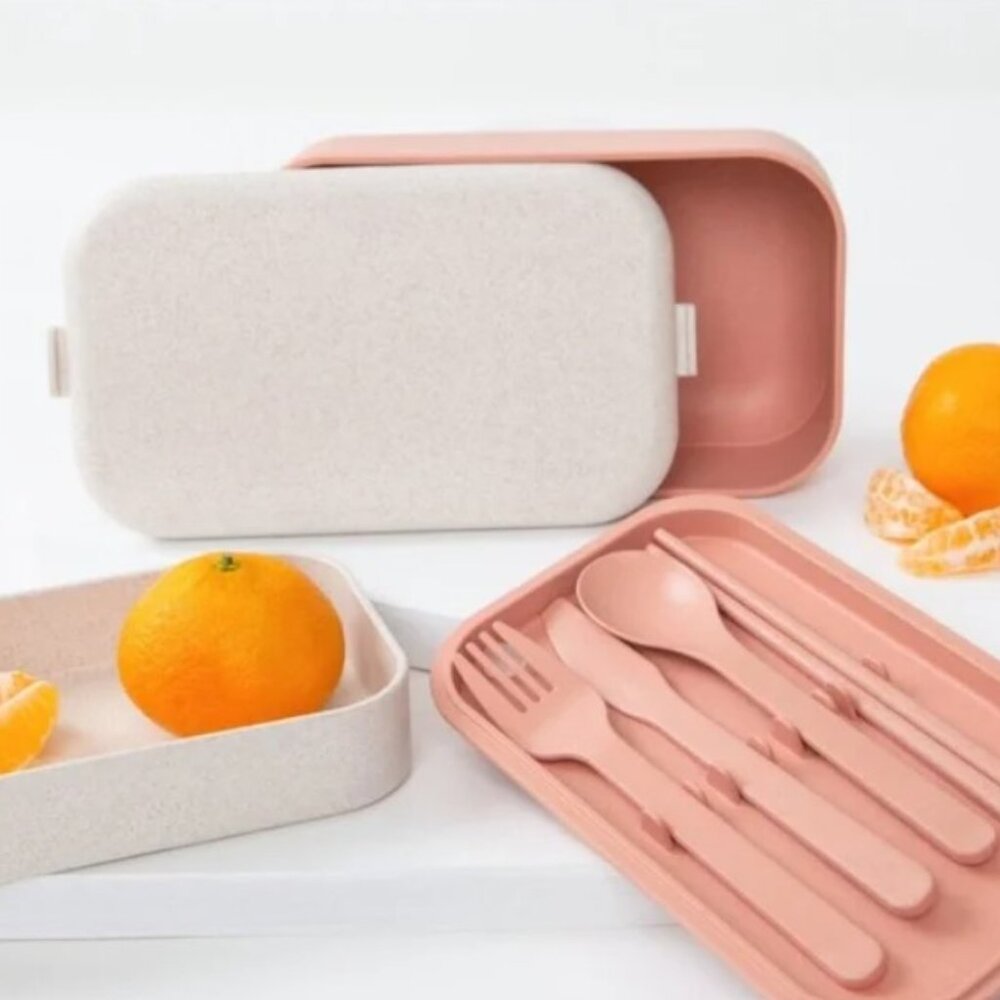 Our Place Layered Lunch Box with Clips and Utensils